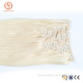 Unprocessed Wholesale Cheapest Human Hair Pieces Blonde Hair Full Head Cheap Colored Clip in Hair